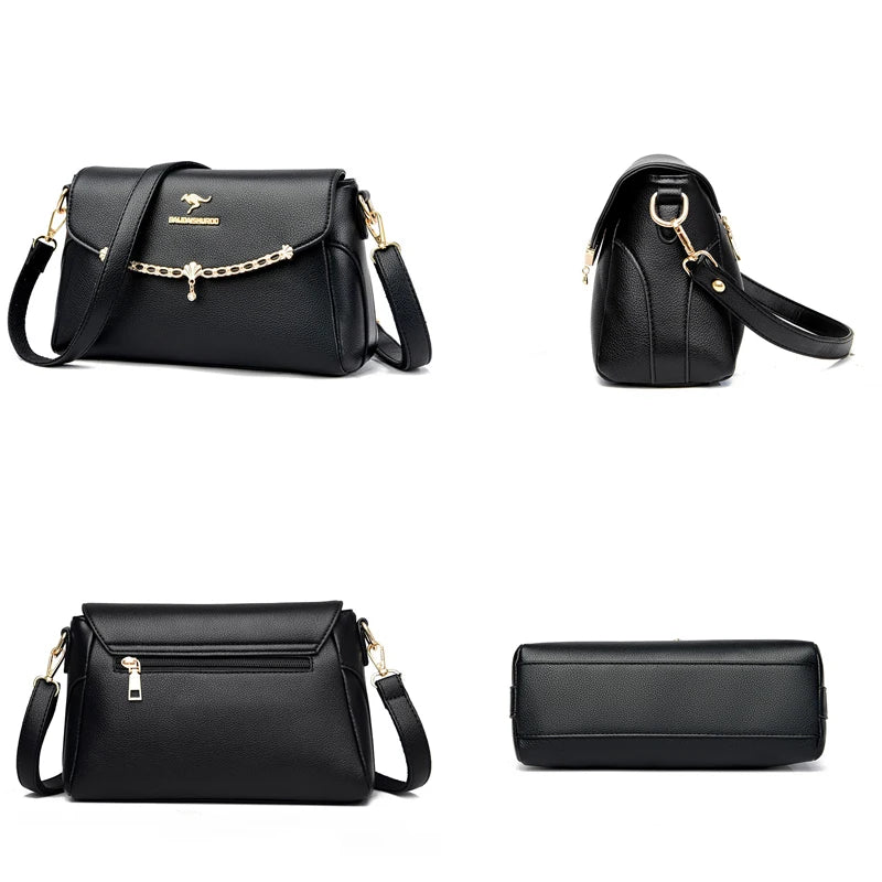 Sequined Split Leather Crossbody Bag for Women Small Handbag Shoulder Bag