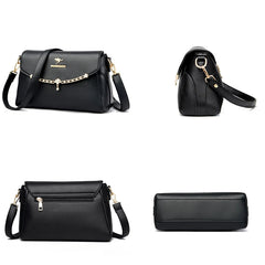 Sequined Split Leather Crossbody Bag for Women Small Handbag Shoulder Bag