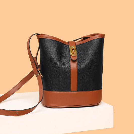 Leather Shoulder Bag Bucket Handbag Large Capacity Tote Sac