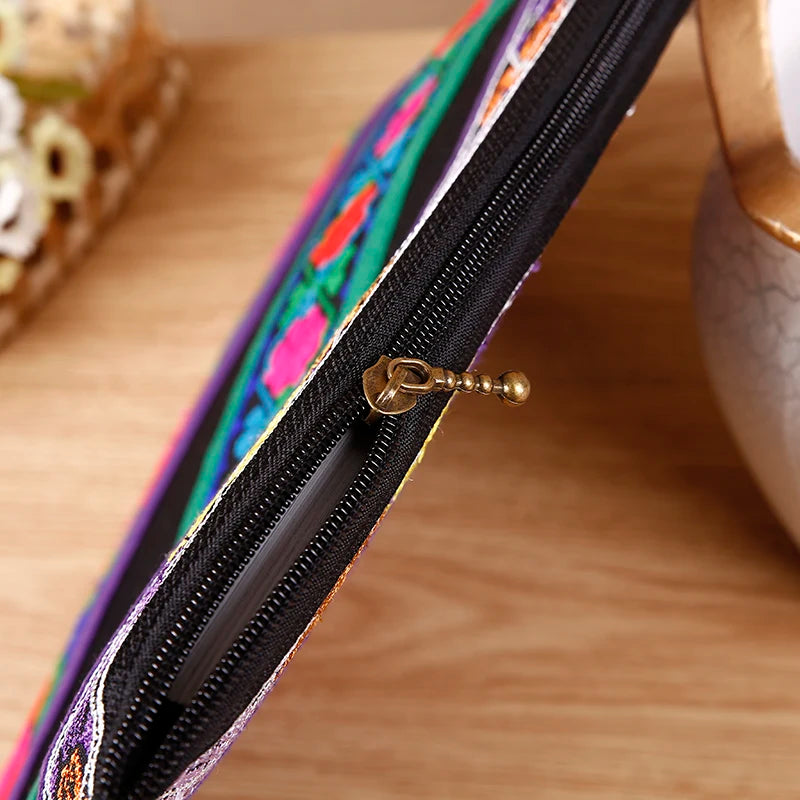 Ethnic Cross Stitch Clutches Canvas Briefcase