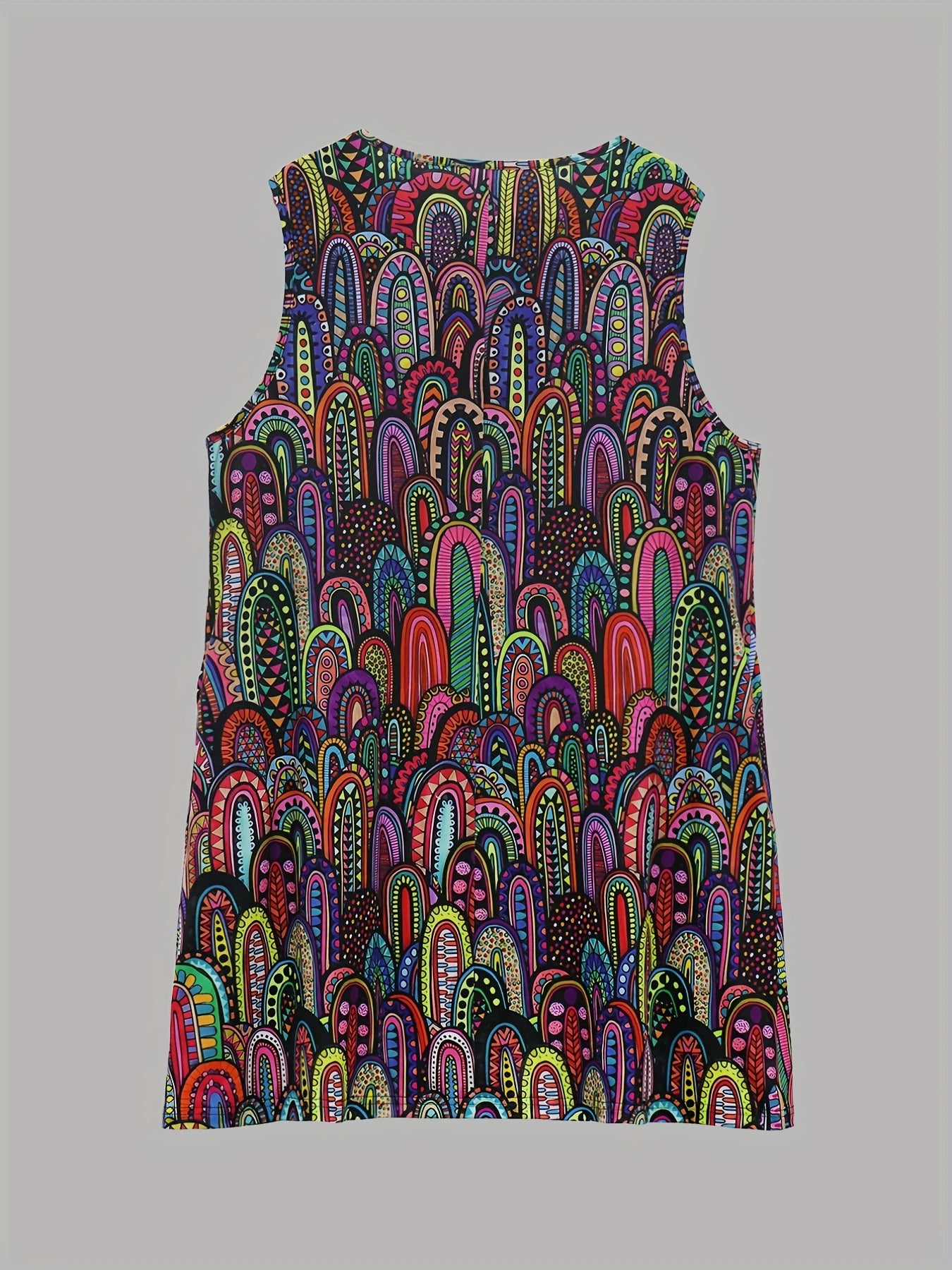  Paisley Print V Neck Tank Dress With Pockets