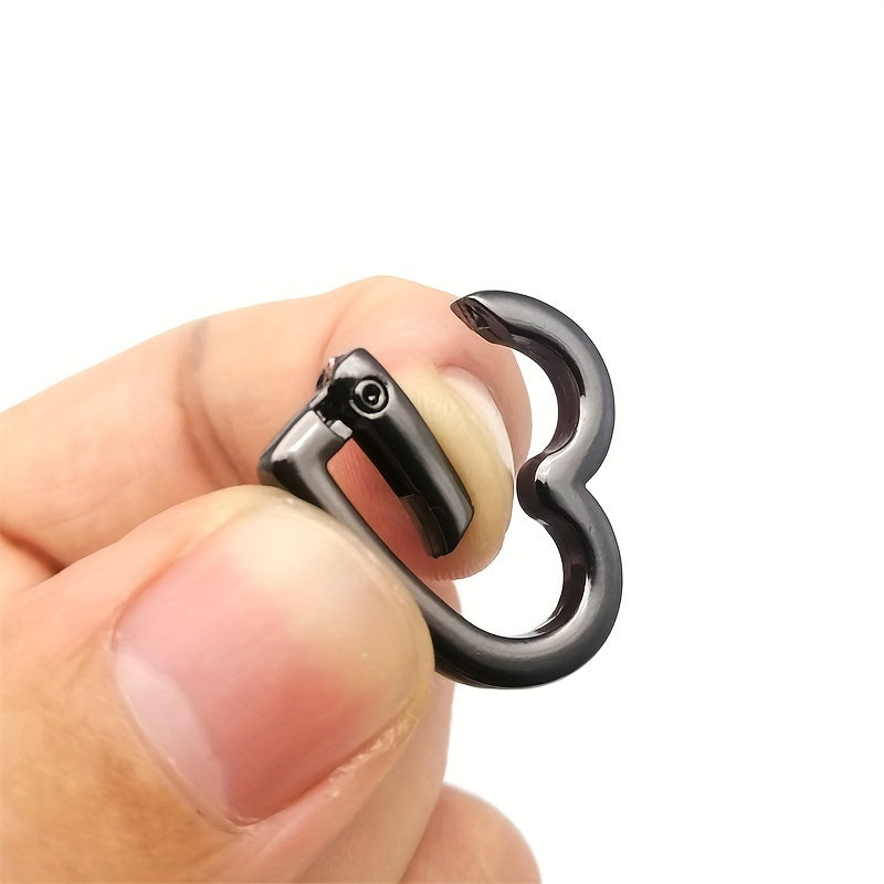 2pcs Heart Shaped Spring Buckle O Ring Openable Handbag Belt Strap