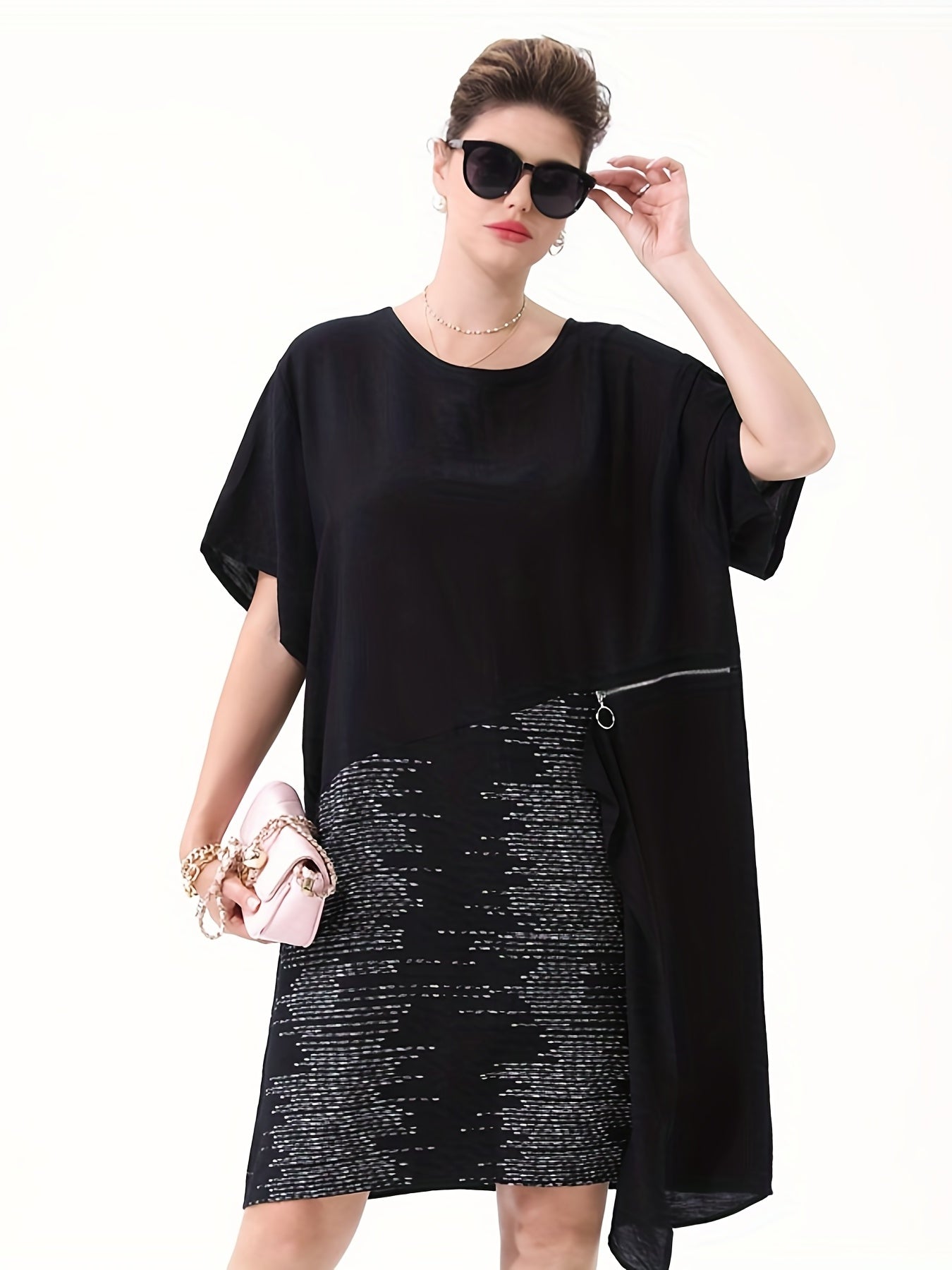 Colorblock Short Sleeve Tee Dress