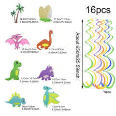 16Pcs Dinosaur Spiral Pendant for Party Decoration