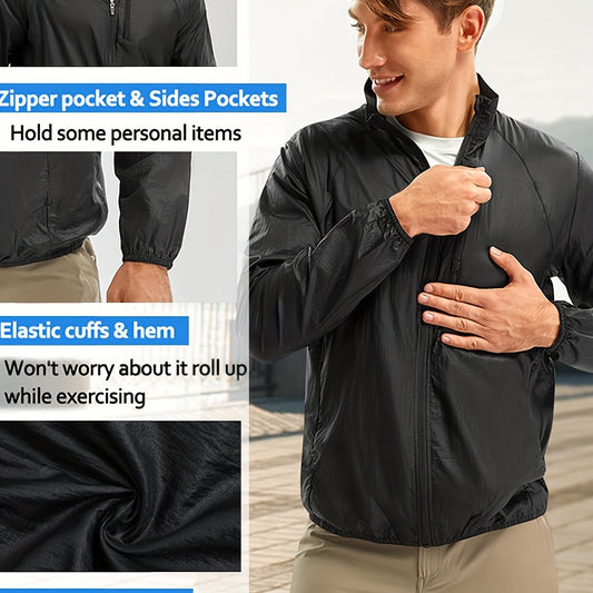 Men's Lightweight Windproof Sports Jacket Sun Protection UV Coat
