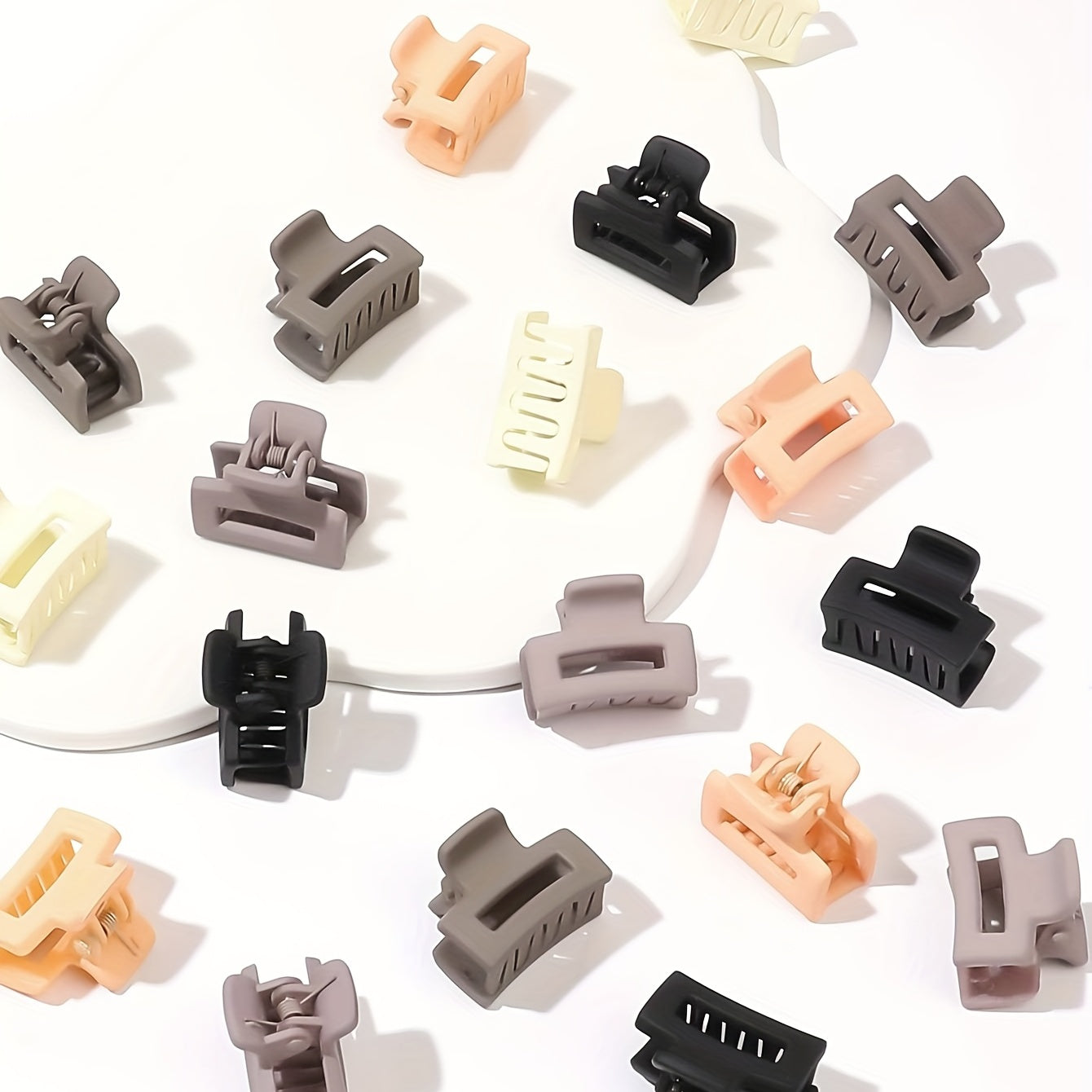 6pcs Small Hair Claw Solid Hollow Rectangle Shaped Nonslip P