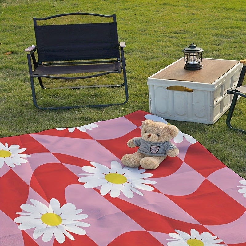 Daisy Pattern Print Picnic Mat Foldable Waterproof Beach Blanket