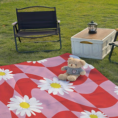 Daisy Pattern Print Picnic Mat Foldable Waterproof Beach Blanket