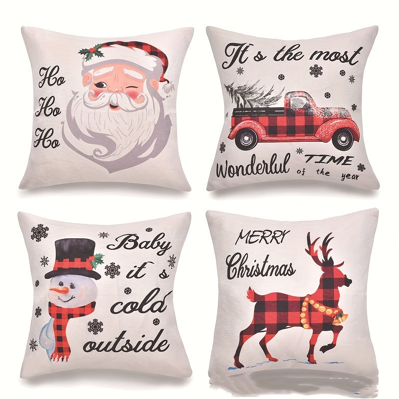 Christmas Elk Sofa Pillow Cover, Xmas Style Pillowcase