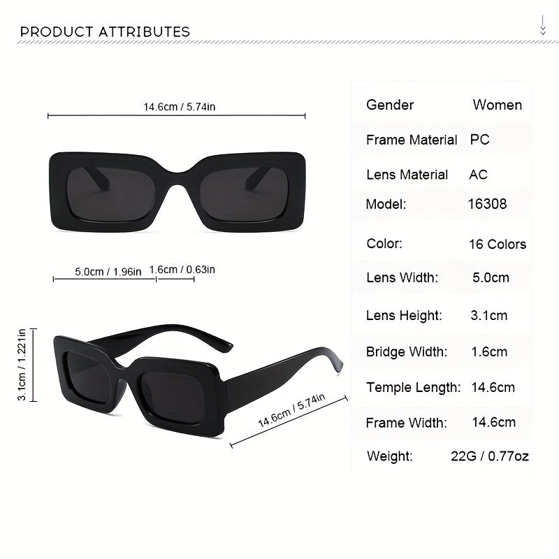 Y2K Rectangle Sunglasses UV400 Sun Shades for Beach Party Club