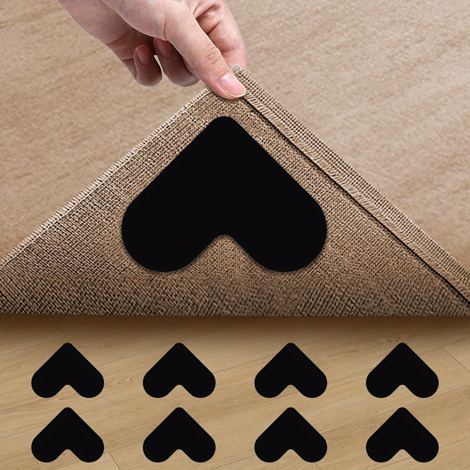 8pcs Double Sided Non Slip Rug Pads for Hardwood Floors & Tiles