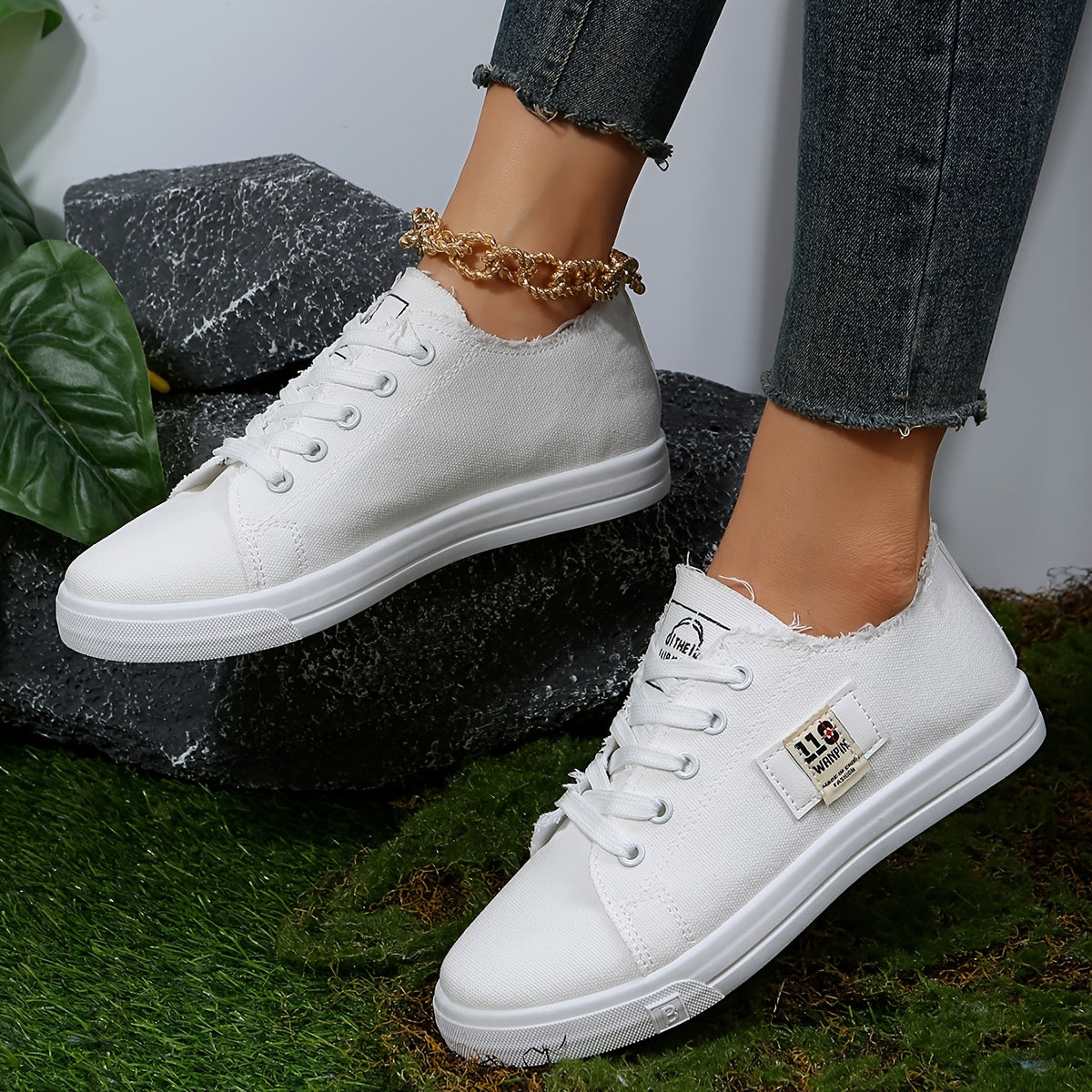 Women's Canvas Lace Up Outdoor Shoes Lightweight Sneakers