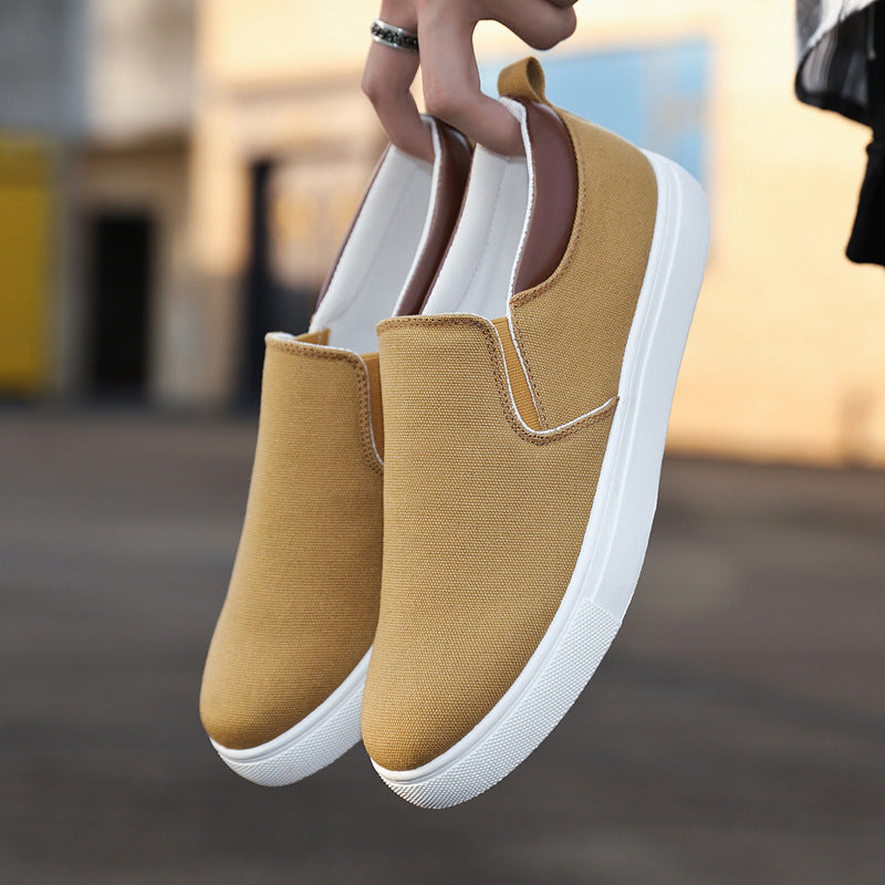 Men's Canvas Slip On Sneakers Loafers Khaki Grey