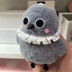 5pcs 12cm Gray Powder Blusher Small Crow Plush Toys Backpack Hook Key Chain