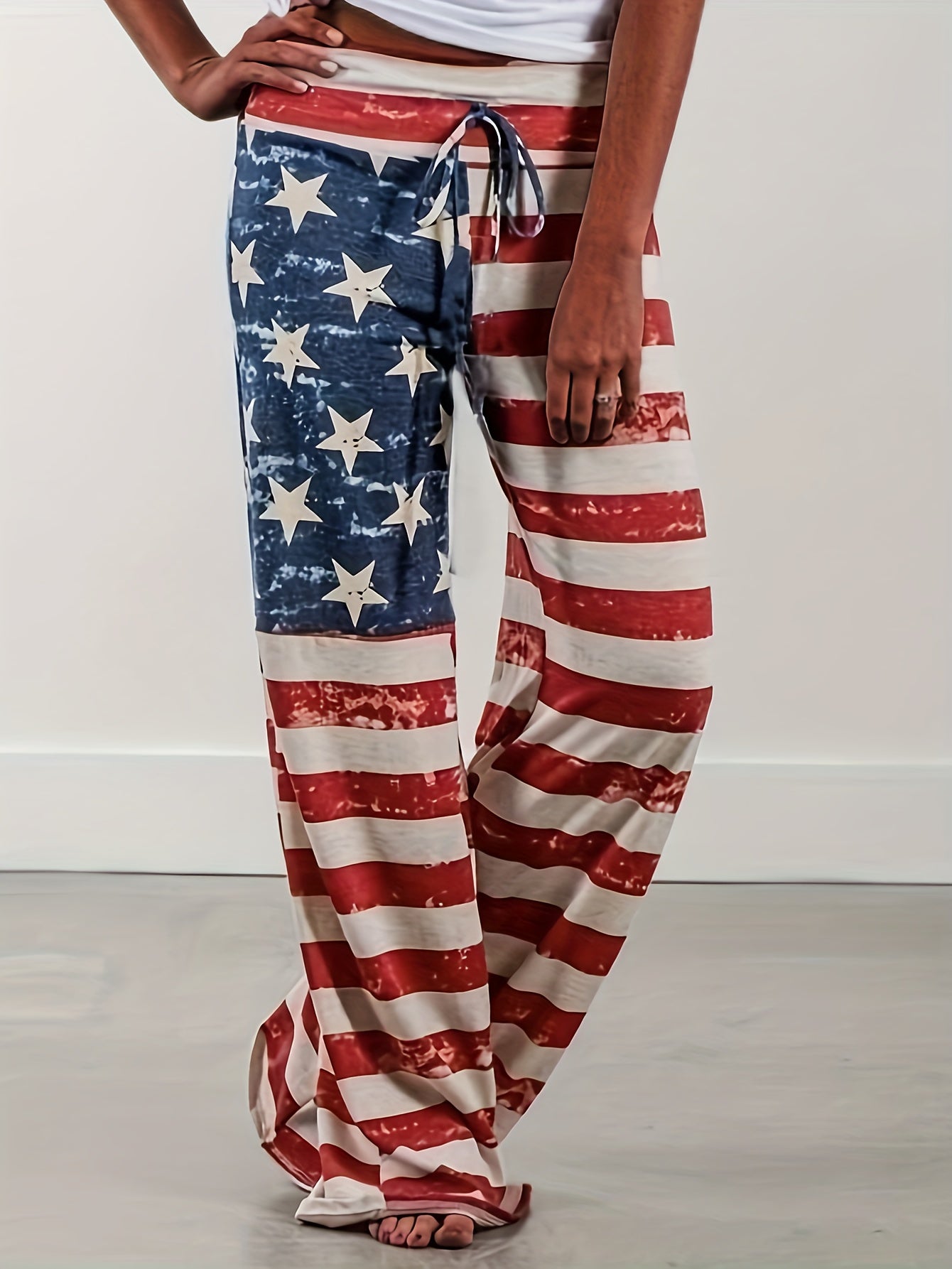 Women's Plus Flag Print Drawstring Pants