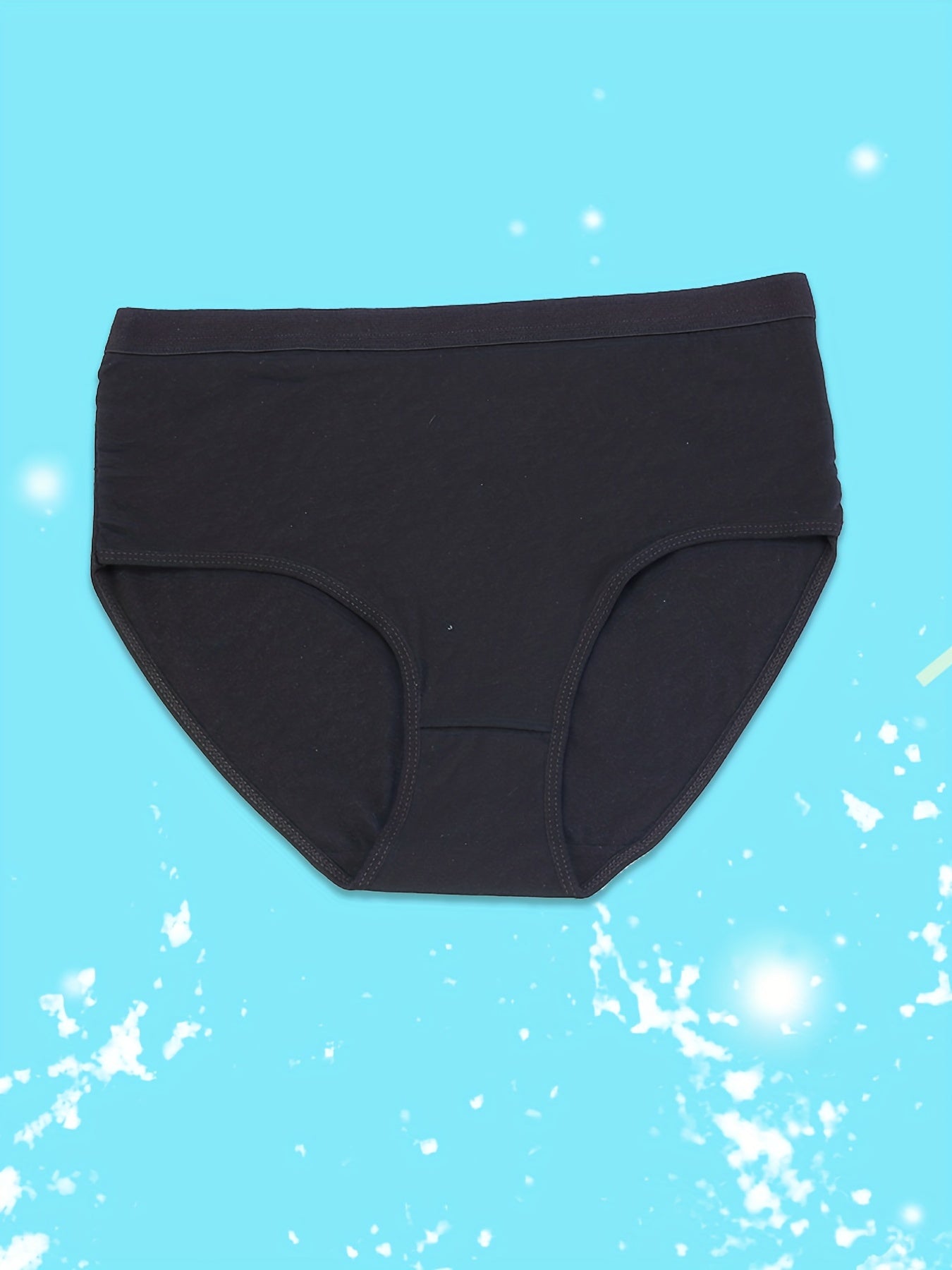3 Pack Plus Size Basic Panties Set Women's Plus Solid Soft Underwear Set
