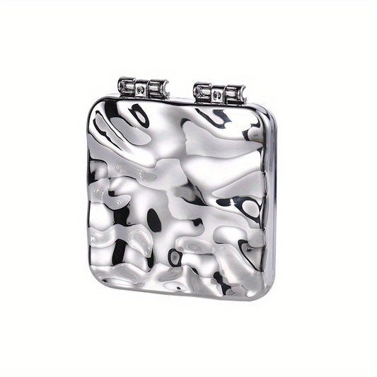 Ripple Pattern Square Mirror Foldable Pocket Makeup Mirror