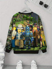 Teens 3D Cartoon Game Print Sweatshirt Kids Casual Street Wear