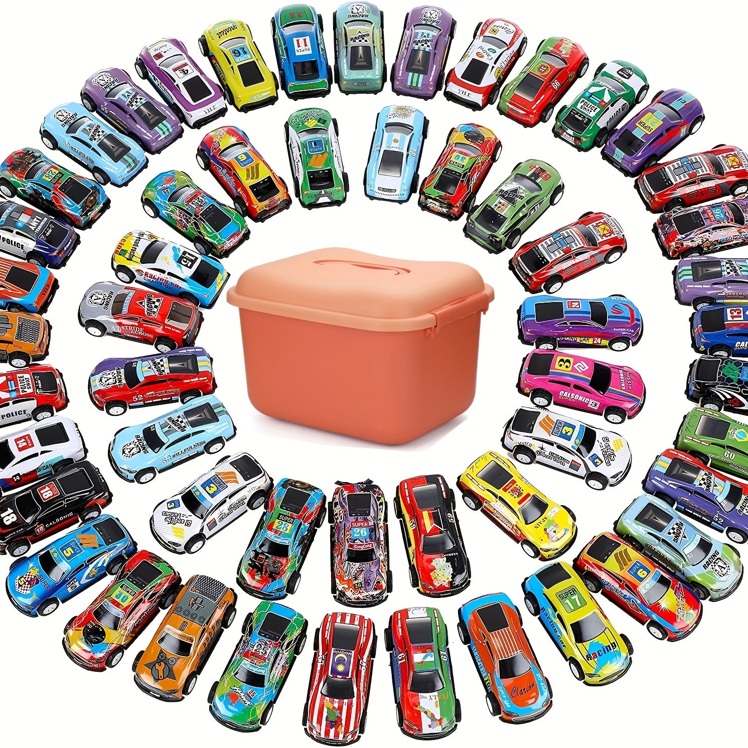 50 Pcs Pull Back Toy Cars Mini Die Cast Race Cars Vehicles Bulk