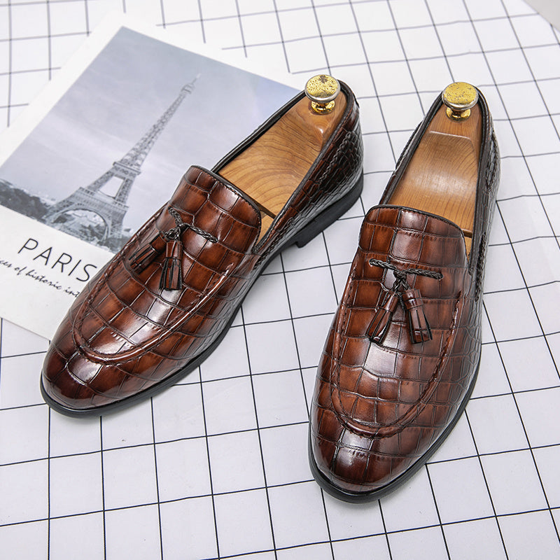 Men's Crocodile Print Tassel Loafer Shoes Lightweight Slip On