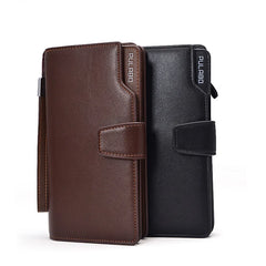 Men's Zipper Long Wallet PU Leather Business Purse