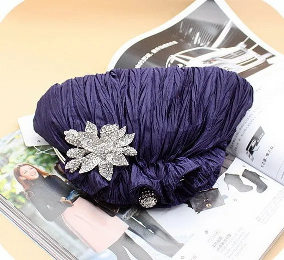 2016 Diamond Satin Flower Evening Clutch Mini Bag