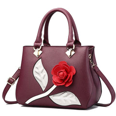 Vintage Women's Crossbody Bag with Big Rose Flower Detail