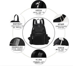 Waterproof Nylon Women Backpack Shoulder Back Bag Preppy Style