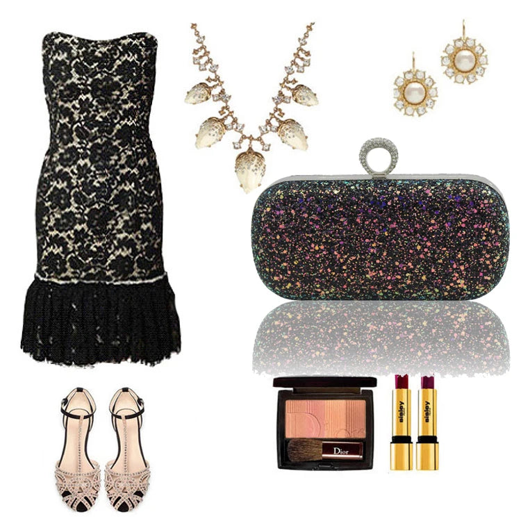 Women Evening Bags Chain Rhinestones Clutch Small Bags