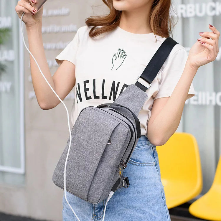 Men's Chest Bag Canvas Crossbody Leisure Bag