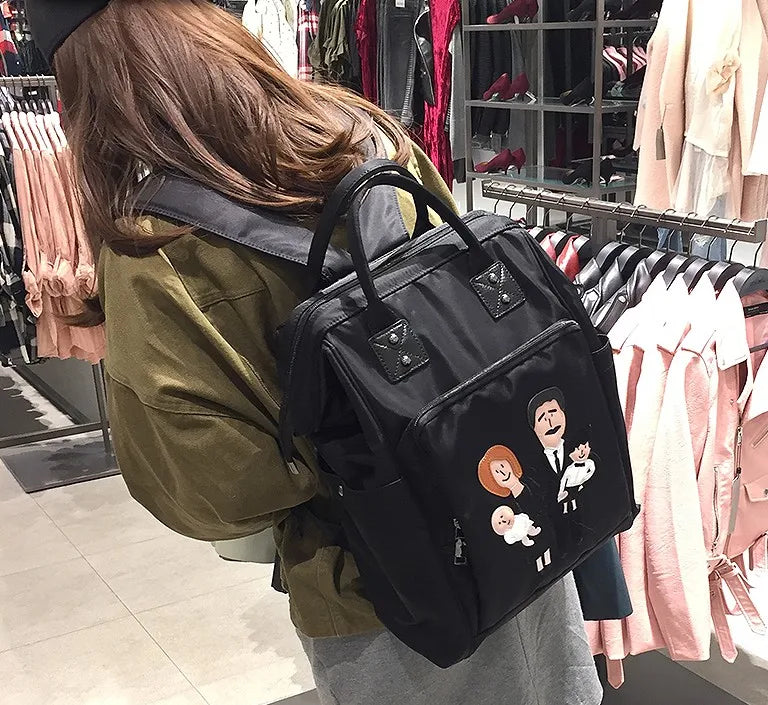 Oxford Waterproof Women's Backpack Mafia Family Cartoon