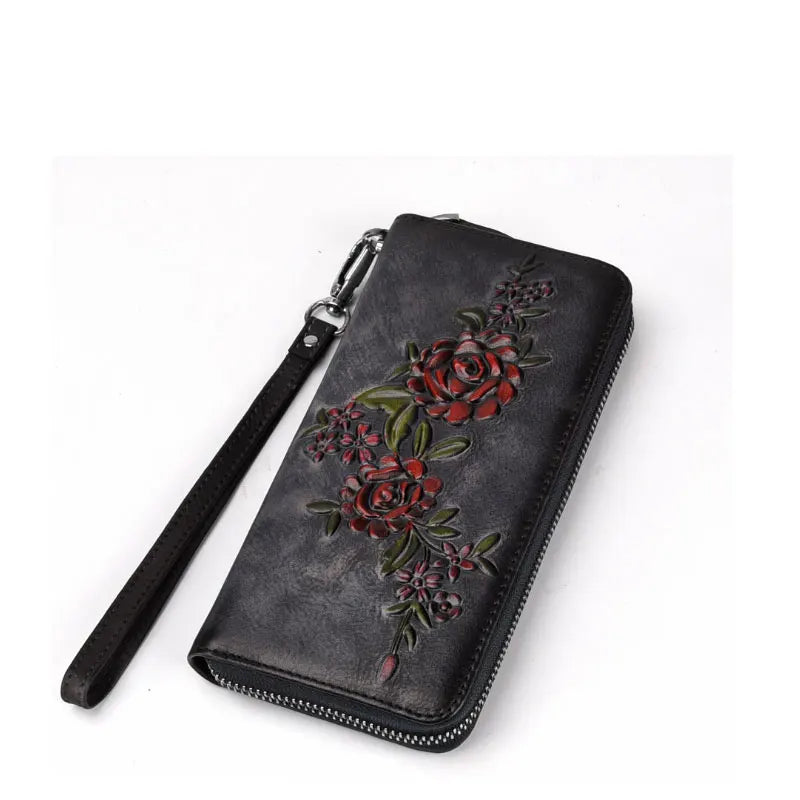 Embossed Ladies Wallet Long Multi-card Purse Clutch Bag