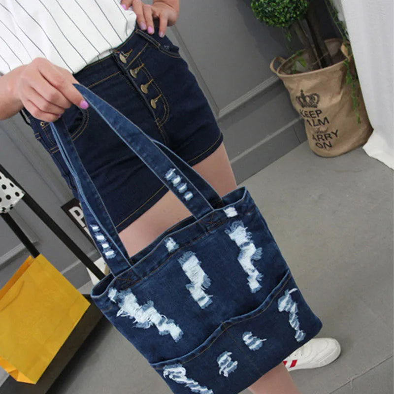 Canvas Denim Tote Shoulder Bag Large Capacity Handbag