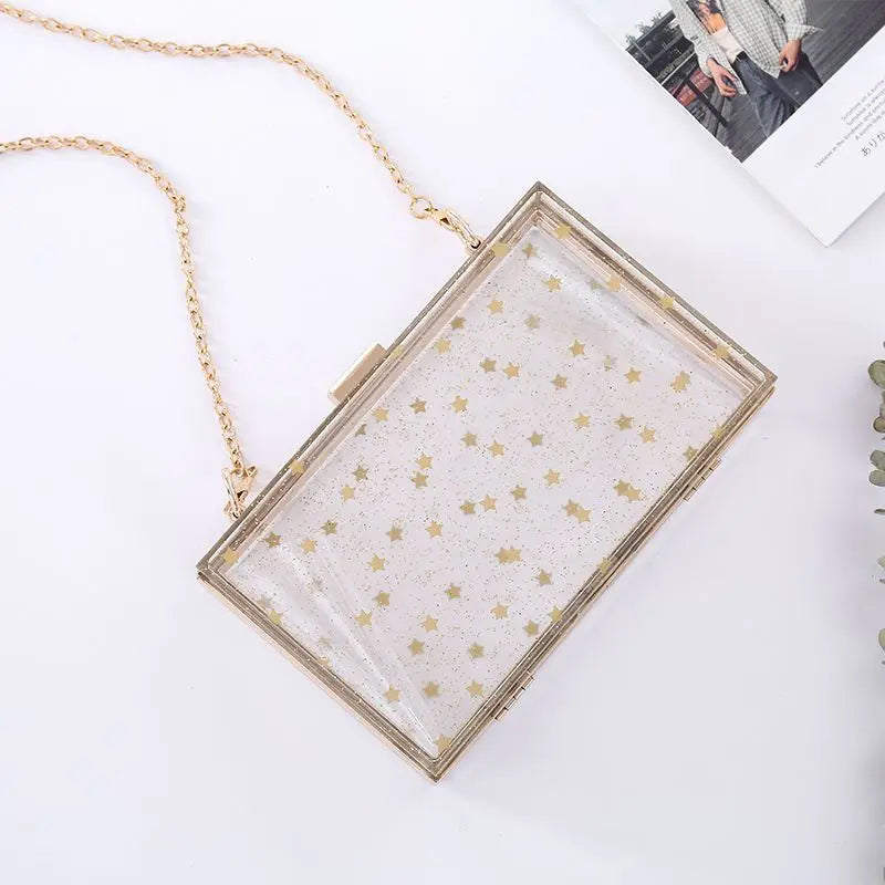 Moonlight Top Purse Frame Plastic Clutches Evening Handbag