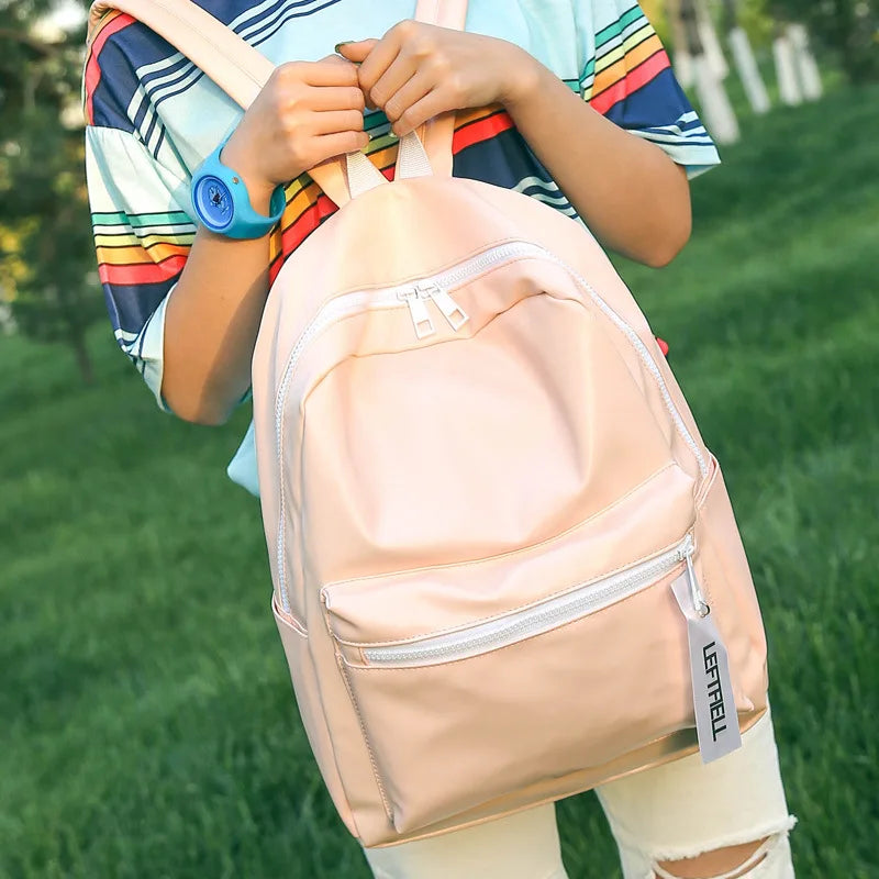 Rainbow Colorful Glossy Backpack Girl School Bag Women