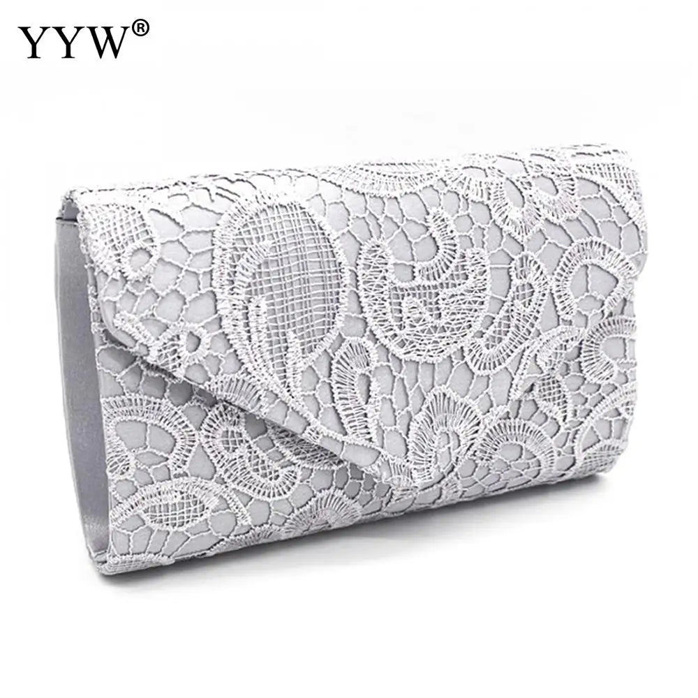 Europe Burst Lace Floral Embroidery Envelope Bag Evening Party Clutch Bag