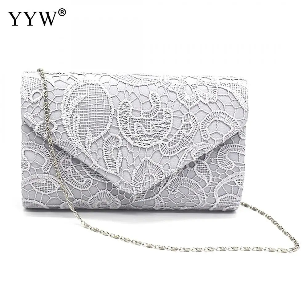 Europe Burst Lace Floral Embroidery Envelope Bag Evening Party Clutch Bag