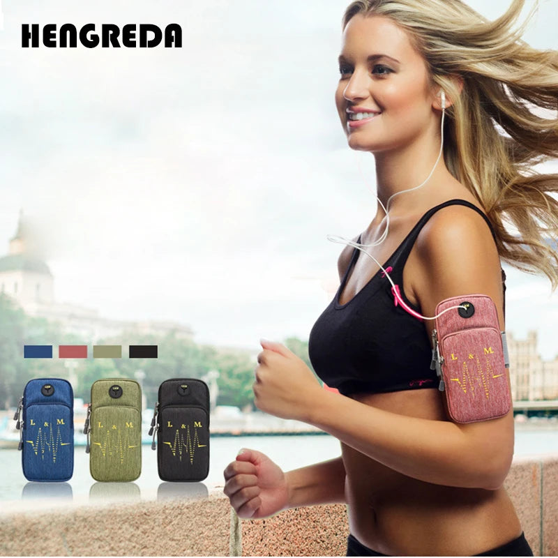 Running Armband Elastic Belt Bounce Arm Band with Earphone Hole Phone Holder