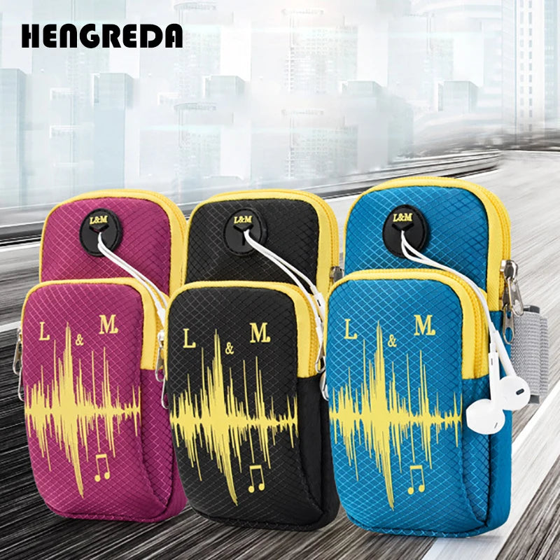 Running Armband Elastic Belt Bounce Arm Band with Earphone Hole Phone Holder