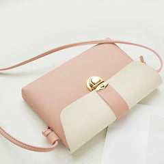 Women Shoulder Messenger Bag Flap Lock PU Leather Contrast Small Crossbody A083