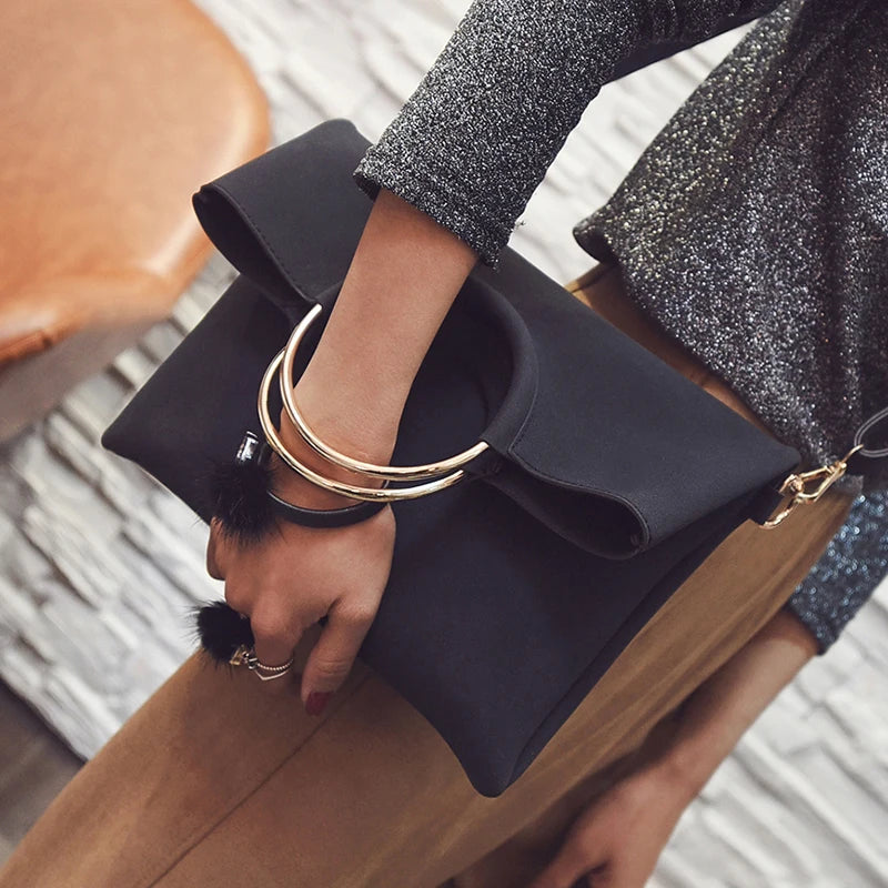 Canvas Fold Over Envelope Shoulder Bag for Women