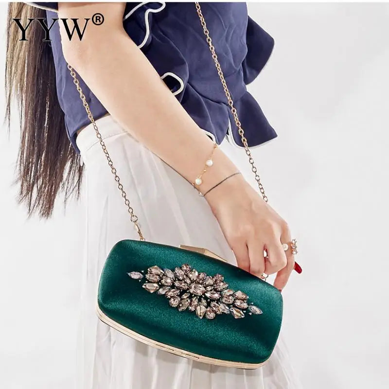 Green Vintage Diamonds Sling Bag Evening Clutch for Women