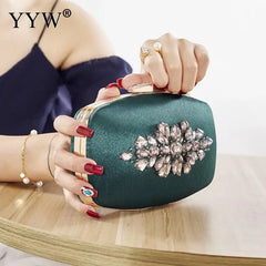Green Vintage Diamonds Sling Bag Evening Clutch for Women