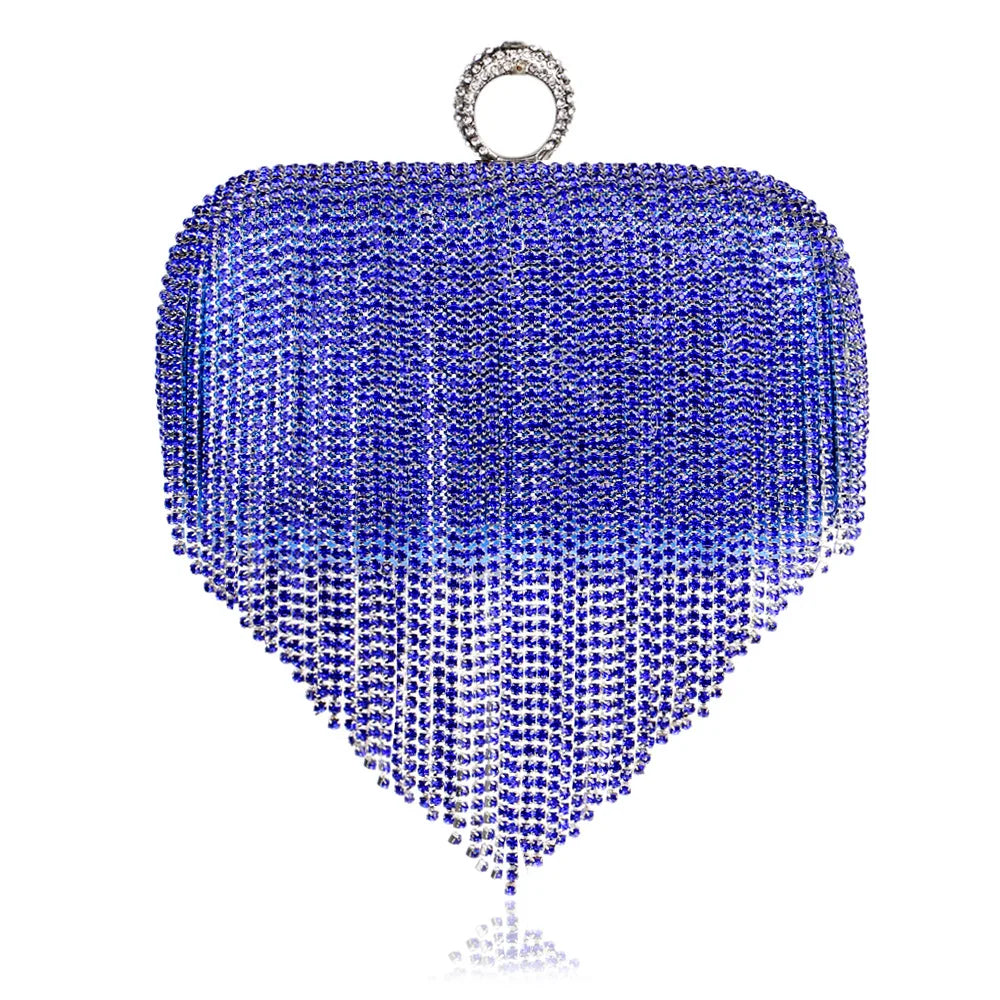 Rhinestone Evening Clutch Bag with Chain