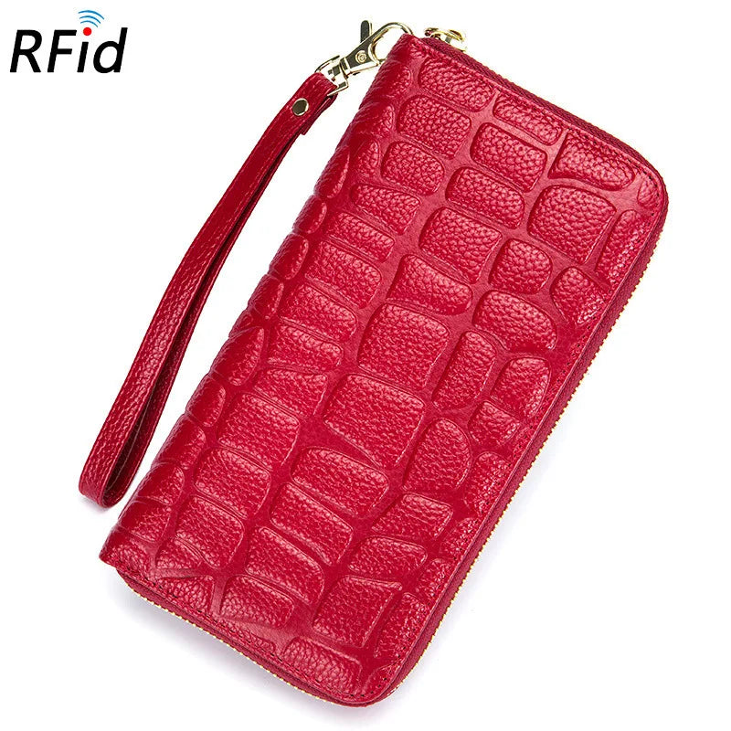 Cowhide Women's Wallets Long Ladies Clutch Purse Hand Bags