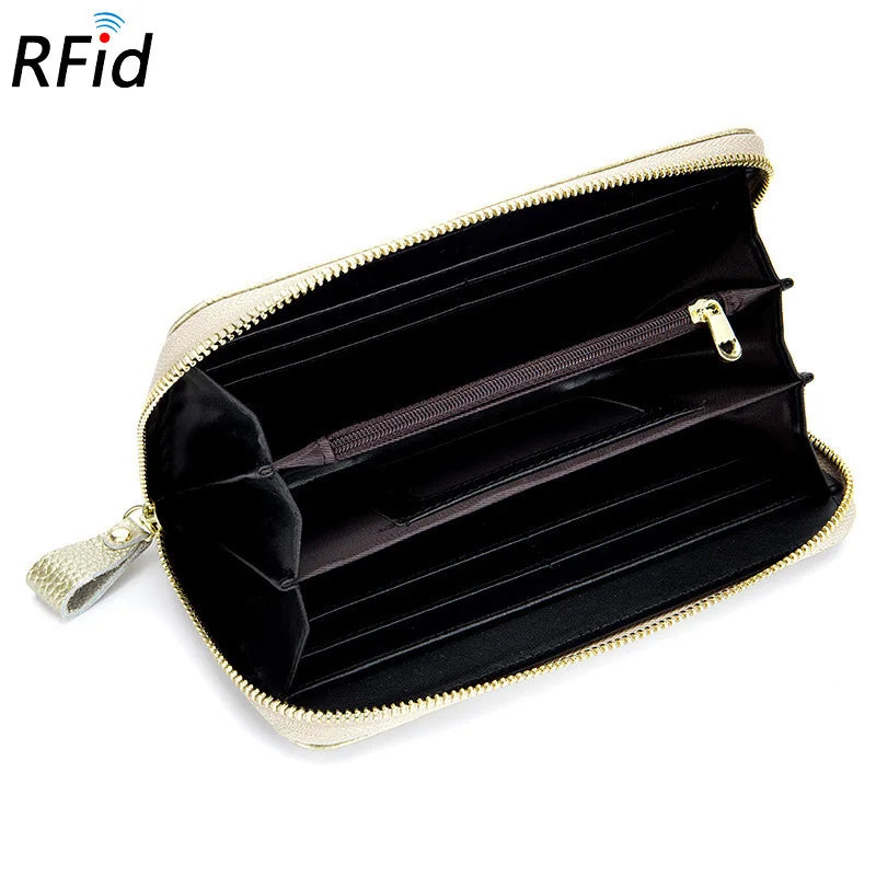 Cowhide Women's Wallets Long Ladies Clutch Purse Hand Bags