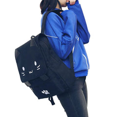 Cat Canvas Backpack Embroidery School Bag Casual Rucksack