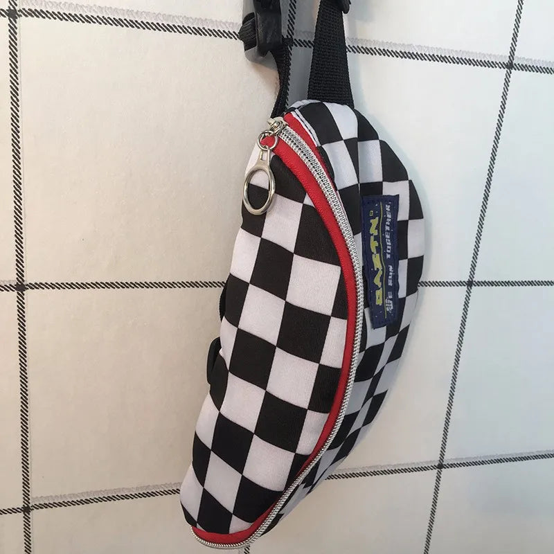 Checkerboard Lattice Street Style Pocket Pouch
