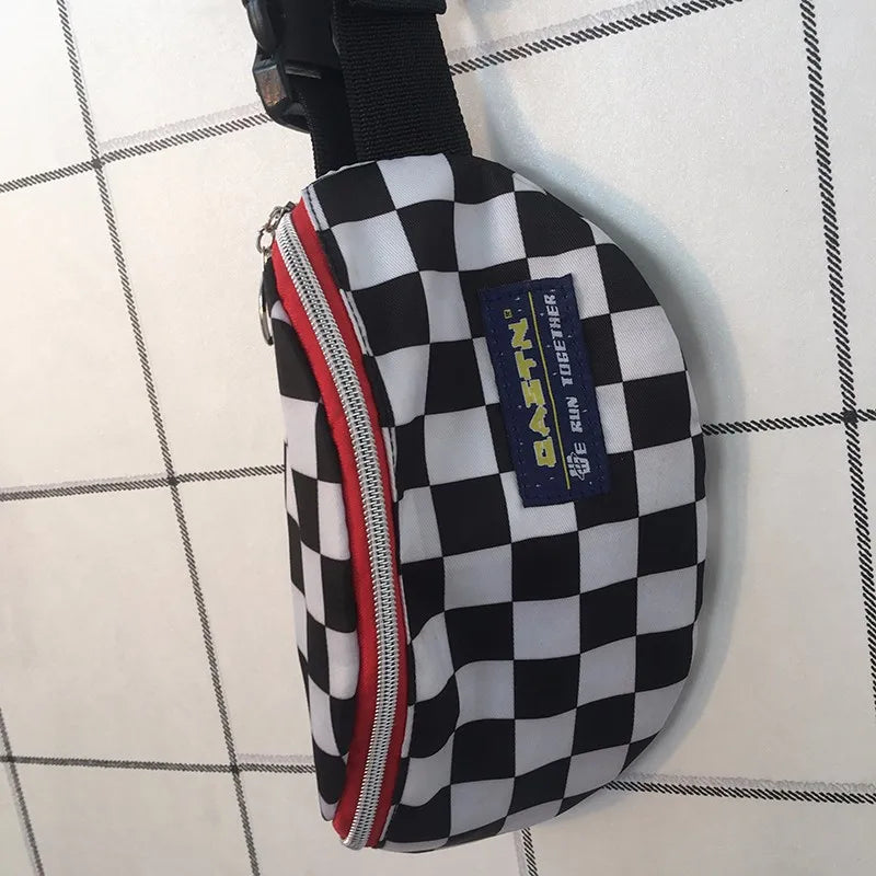 Checkerboard Lattice Street Style Pocket Pouch