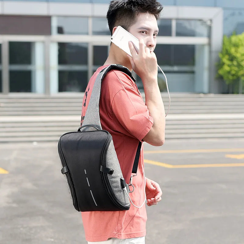 Summer Men's Chest Bag USB Charging Leisure Multi-function Small Bag